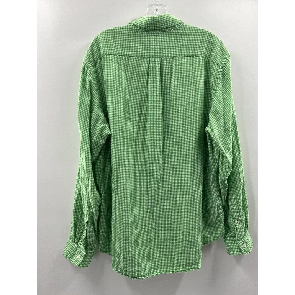 Polo Ralph Lauren Men’s L/S Lined Cotton Green & White Button Front Short XL